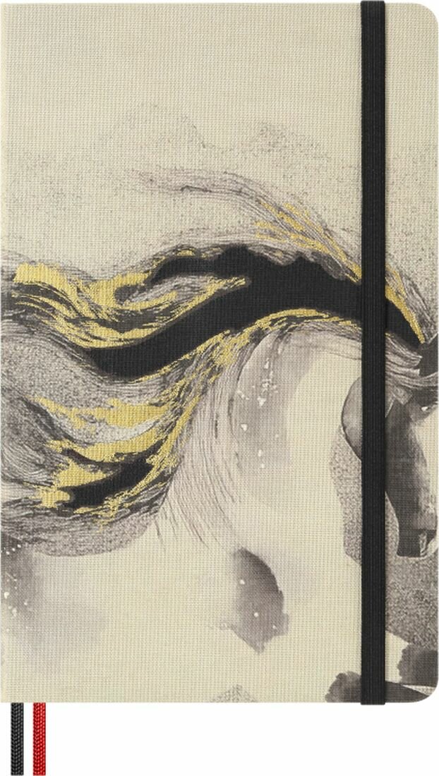 Блокнот в линейку Moleskine HORSE CALLIGRAPHY Год лошади 13*21, 176 стр, твердая текстильная обложка, серый