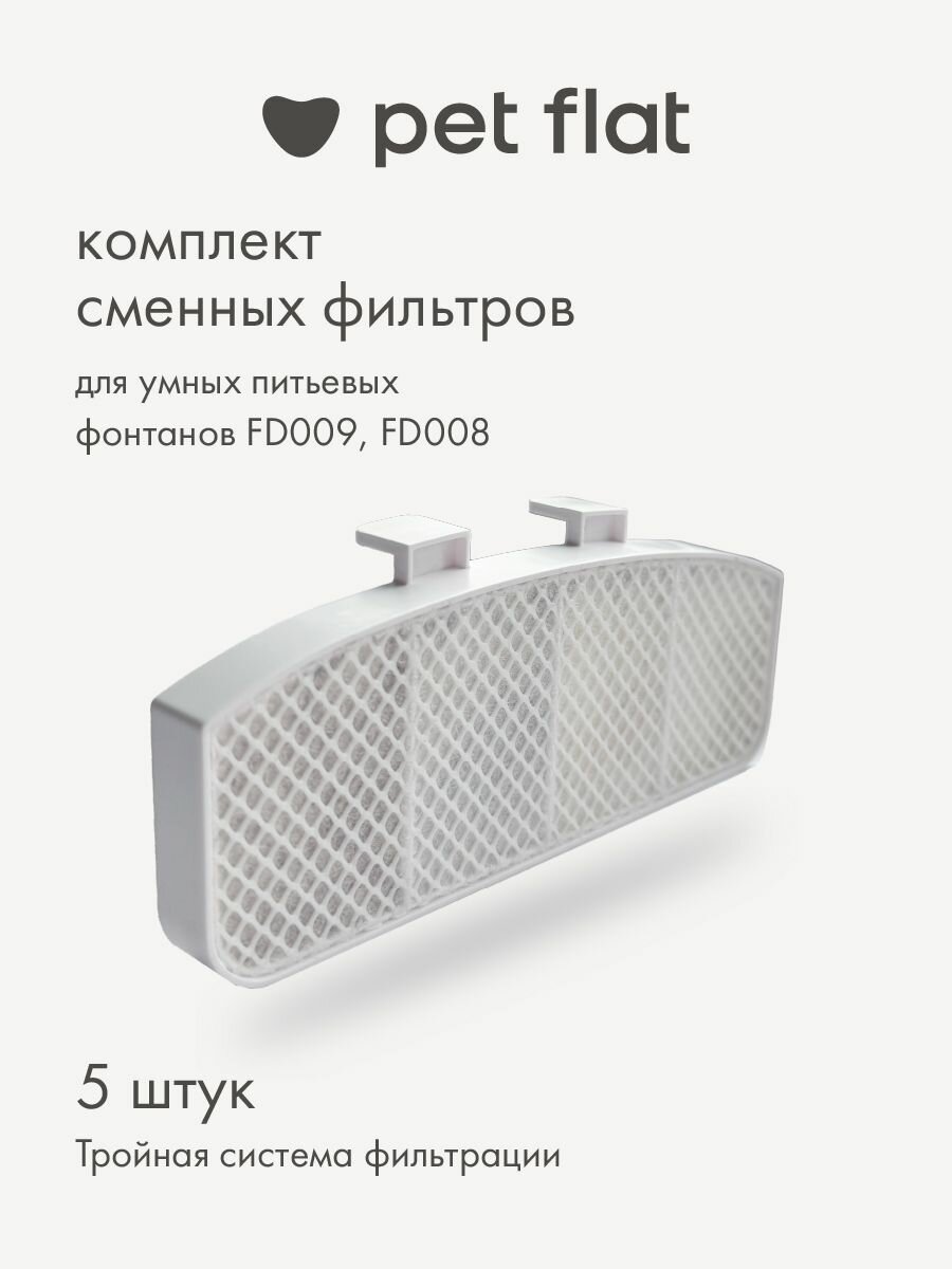 Фильтр для поилки - фонтана FD008 и FD009 Pet Flat для кошек и собак, набор 5 шт
