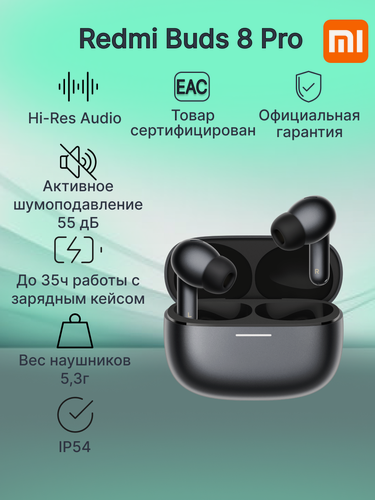 Изображение товара Беспроводные наушники Xiaomi REDMI Buds 8 Pro Obsidian Black (BHR08GOGL) черные