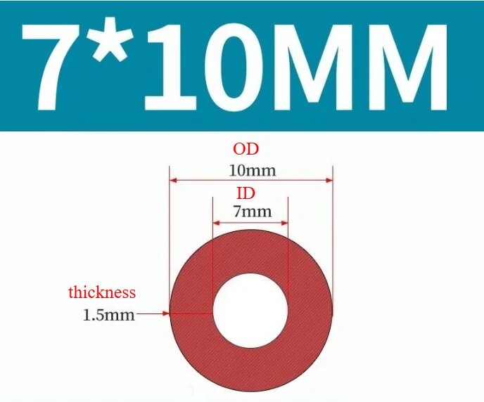 Силиконовое уплотнительное кольцо 7x10 мм, цвет 7x10mm, 1 метр