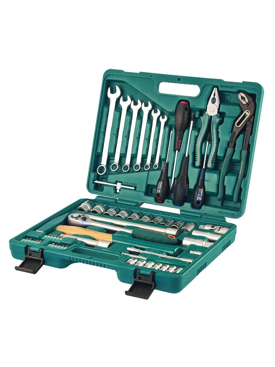 Набор инструментов 60 предметов, головки 1/2" и 1/4", ключи