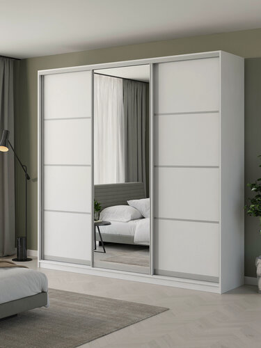 Изображение товара Шкаф купе Матэрна белый + зеркало 240х65х240 см