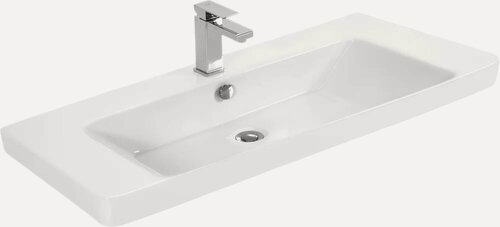 Изображение товара Мебельная раковина Aquanet Sanovit Luxury 105 накладная, фаянсовая, со встроенным сливом-переливом, белая, раковина для ванной, прямоугольная