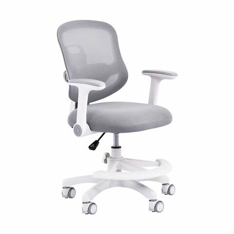 Кресло детское с подставкой для ног BRABIX KIDS "MG-215", сетка/ткань TW, серое, 533313
