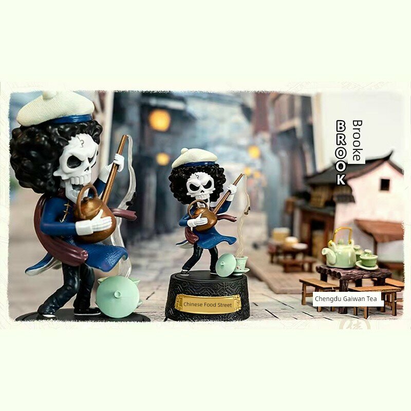 Bandai One Piece Chinese Food Street Blind Box Figure Brook Collectible Figurine 10cm Height