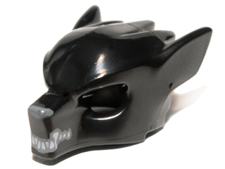 Minifigure, Headgear Mask Wolf with Fangs and Dark Bluish Gray Nose Pattern, 11233pb04 Black U