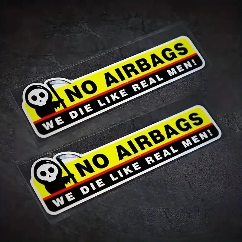 2 шт. Наклейки "No Airbags" на мото, черн./желт.