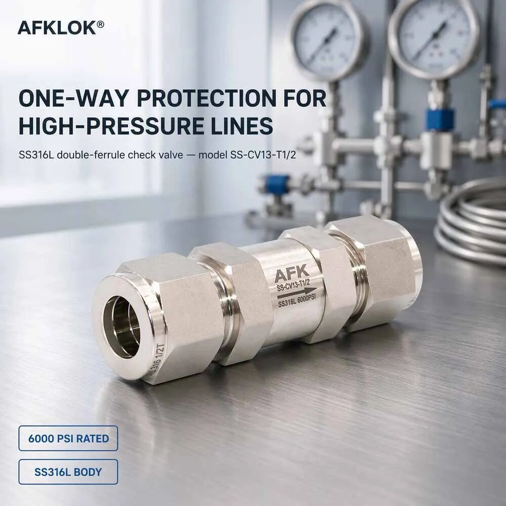 Обратный клапан Afklok Mini 316 нержавеющая сталь 3000 psi 6mm