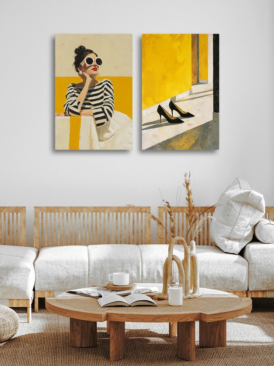 Комплект картин на холсте LOFTime 2 шт 40Х60 Девушка стиль желт КC-1868-4060