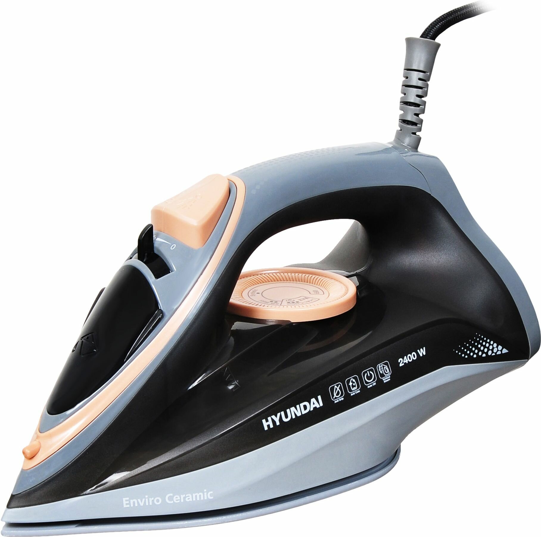 Утюг Hyundai H-SI01671, 2400Вт, вертикальный пар, керамическая подошва, голубой