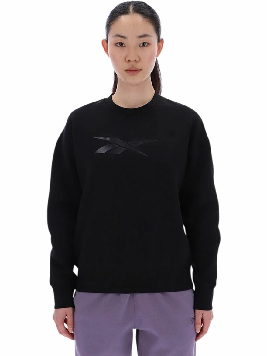 Свитшот спортивный Reebok Abigail Tonal Satin Crewneck Sweatshirt W размер S  черный