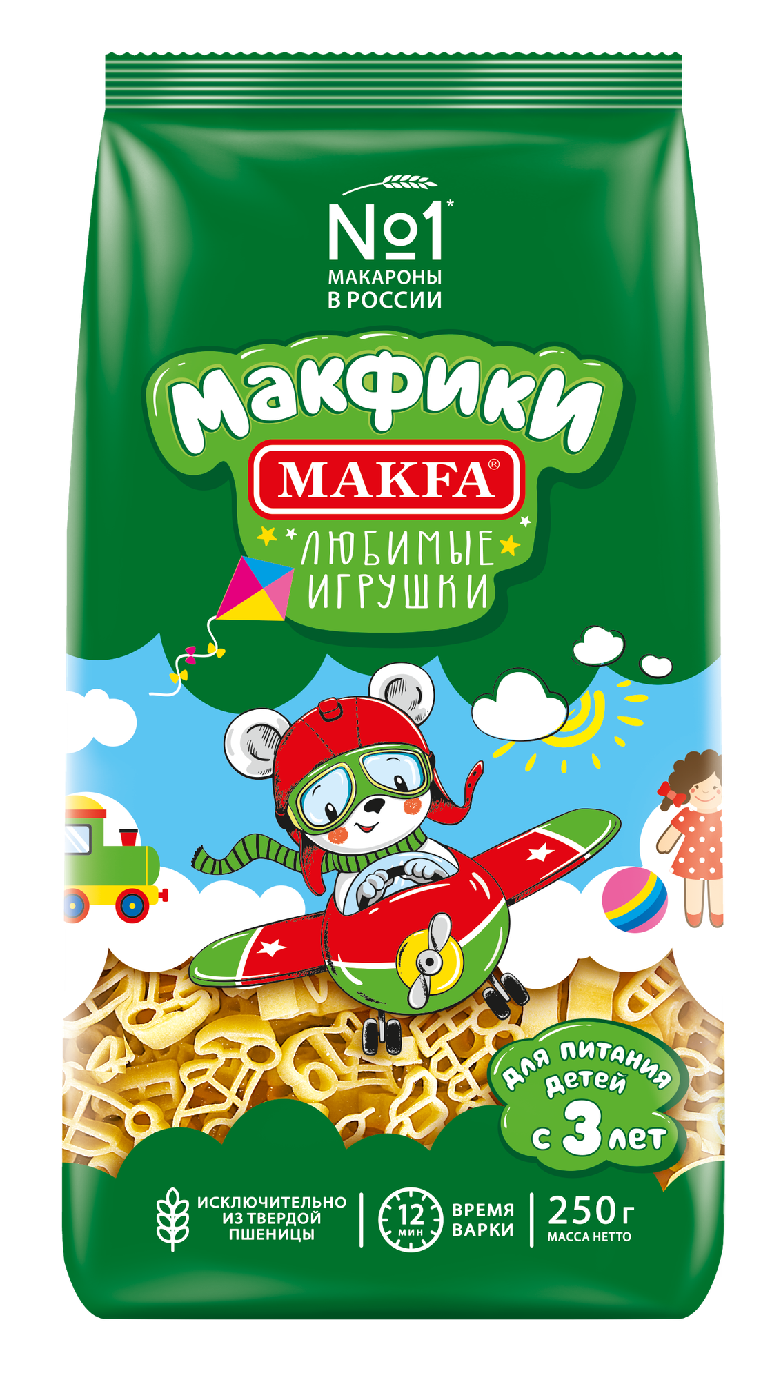 Makfa макароны детские любимые игрушки, 250 г