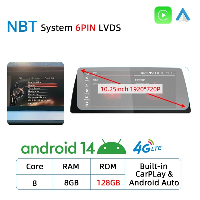 Новый автомобильный радиоприемник Android 14 для BMW 1 2 3 4 5 7 X1 X2 X3 X4 X5 E81 E60 E90 F20 F30 F10 E83 F25 E70 Автоматический мультимедийный плеер CarPlay