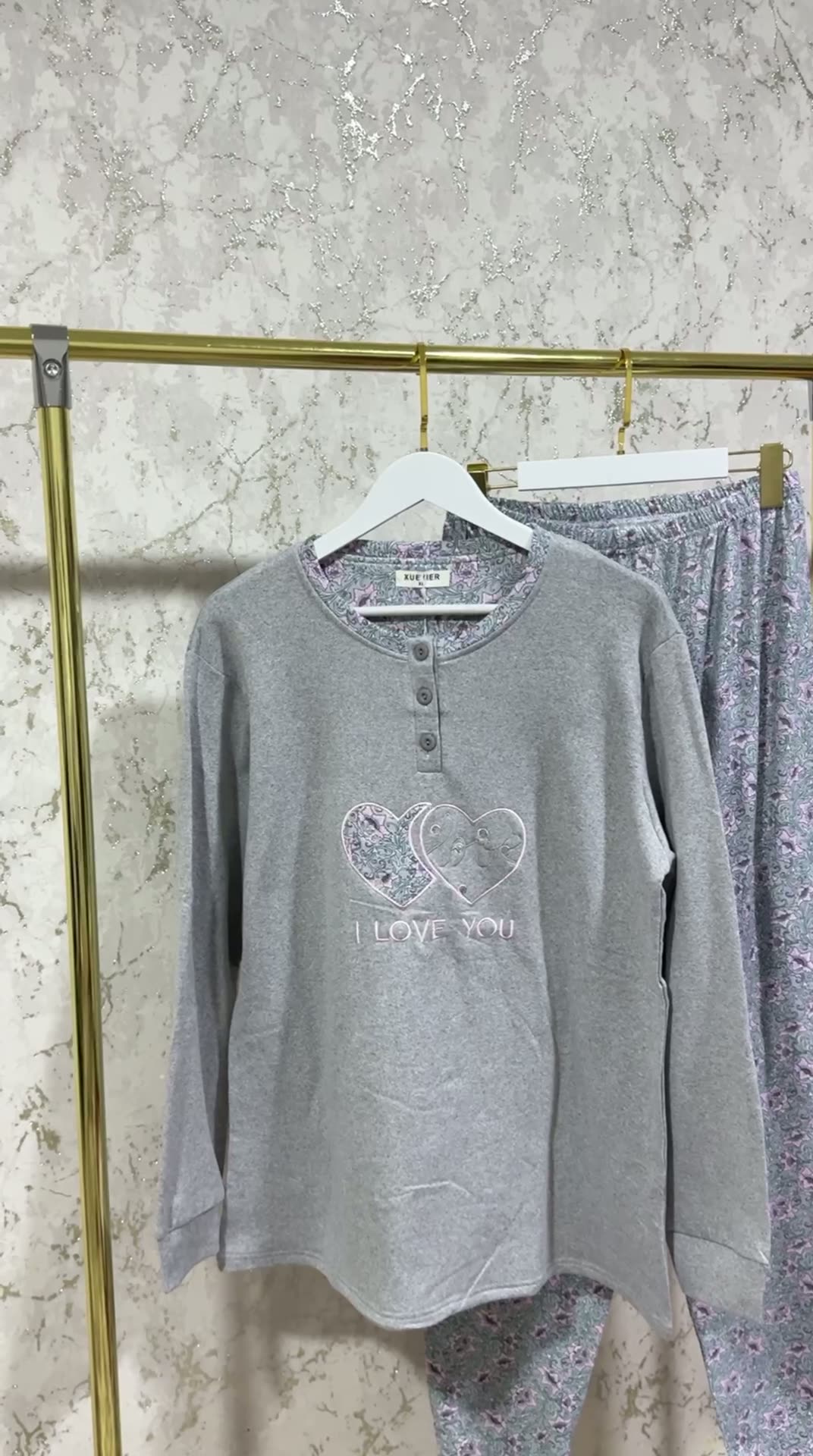 Пижама для кормящих мам  Романтика, размер 48-50-56, серый — фото 1