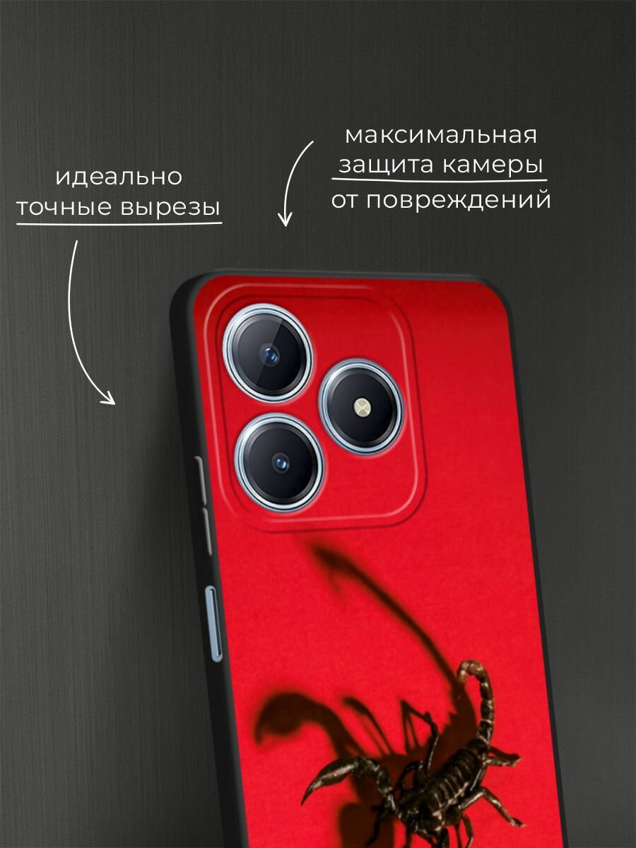 Черный матовый чехол на Realme C63 / Реалми С63 с принтом Опасный скорпион — фото 1