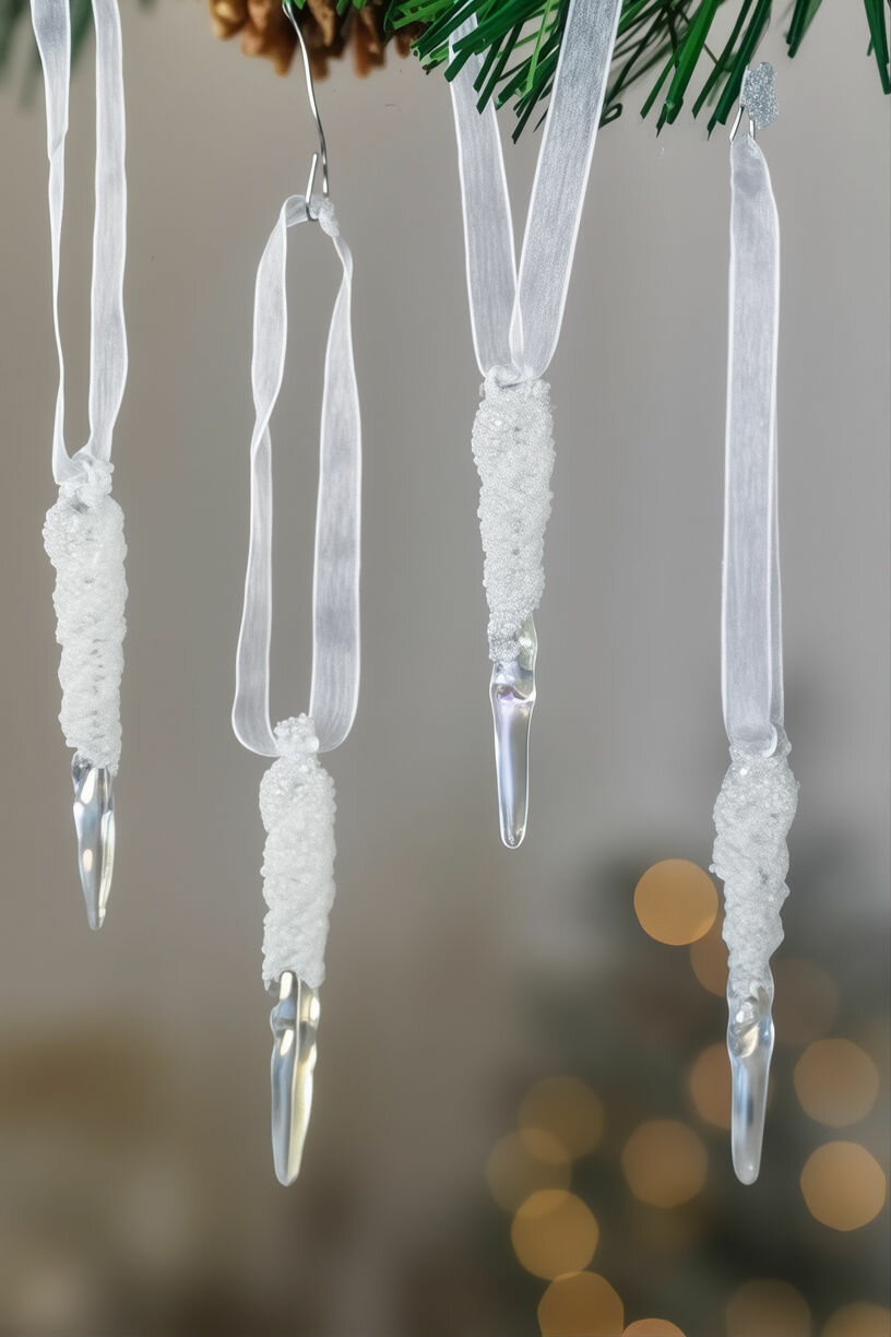 Набор ёлочных украшений сосульки 'скайли', акрил, 7 см, 4 шт, Winter Deco 1000331