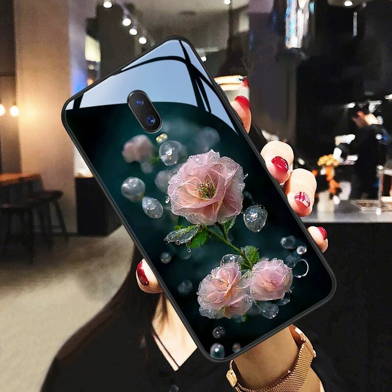 Чехол из стекла Waterful Flower для Huawei P50 Pro, полная защита от скольжения, матовая поверхность, стиль B
