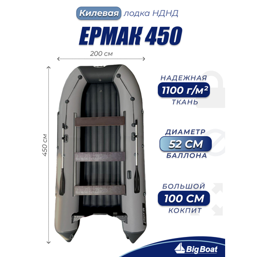 Надувная, под мотор, лодка из ПВХ для рыбалки НДНД Ermak (Ермак) 450