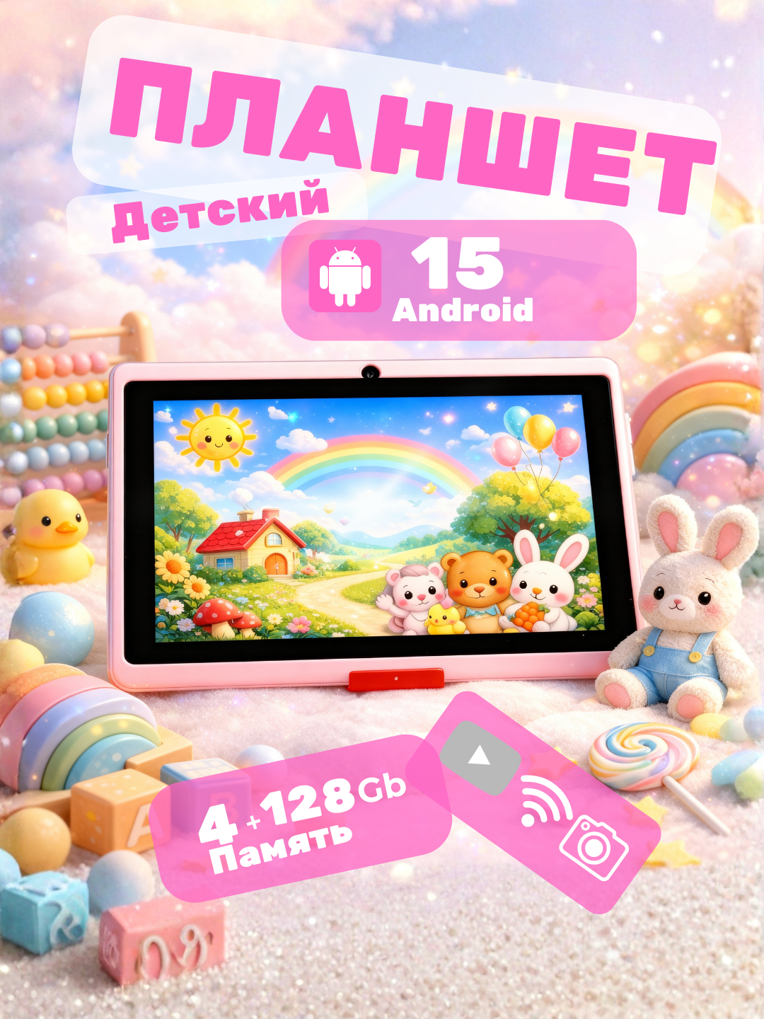 Детский планшет NODIZZ, Android 15, 4/128 GB