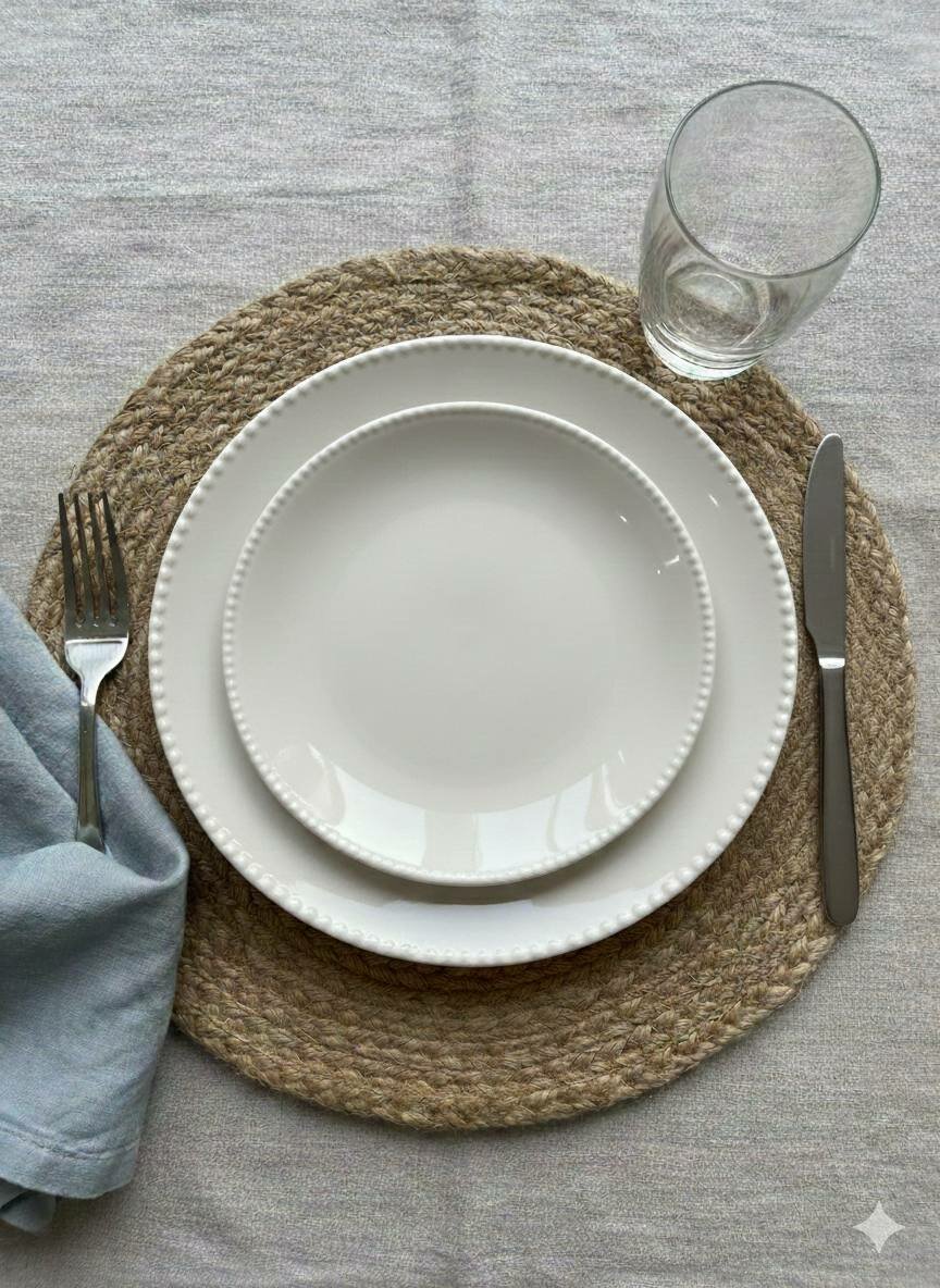 Керамическая тарелка с жемчужным бортиком в стиле Pinterest 25см — фото 1