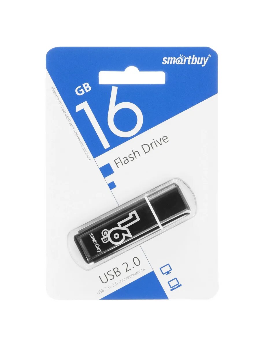 Флэш накопитель 16Gb Glossy series Black SB16GBGS-K