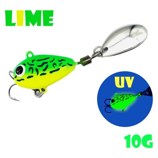 Блесна Тейл-Спиннер для рыбалки Uf-Studio Hurricane 10g #Gria Lime