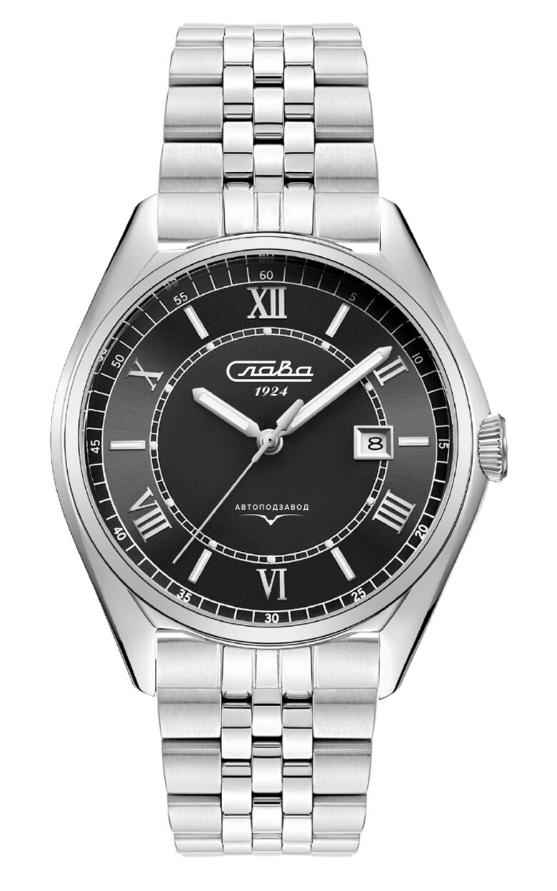 Наручные часы Слава Традиция, черный, серебряный