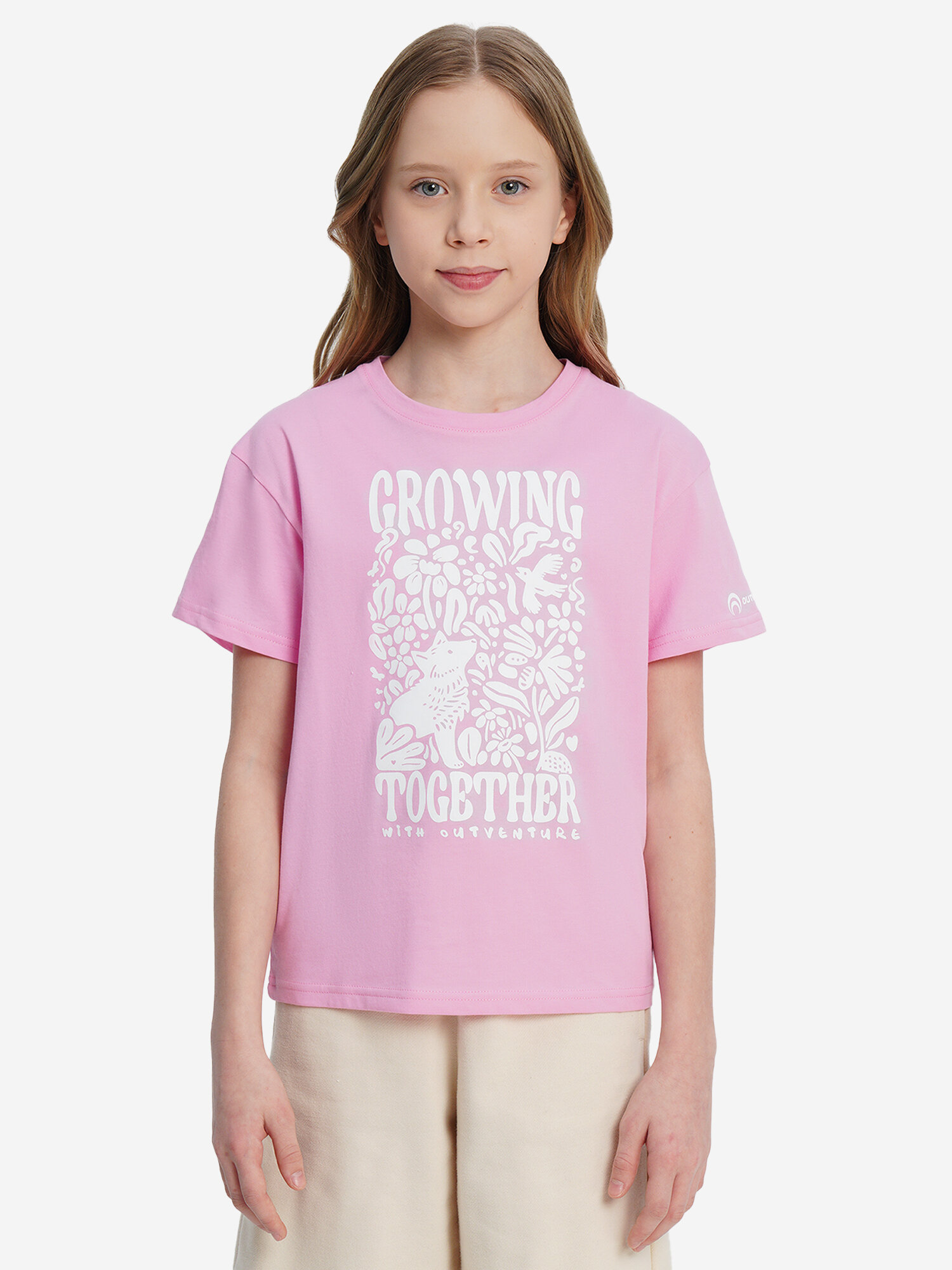 Футболка OUTVENTURE, размер 158-164, розовый — фото 1