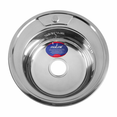 фото Мойка кухонная mixline 528182, врезная, толщина 0.6 мм, 49х49х17 см, вып. 3 1/2", с сифоном