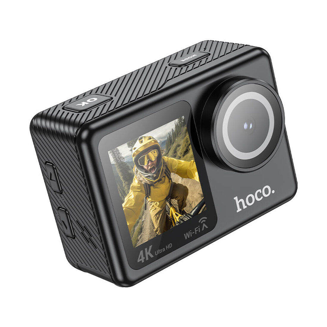 Экшн-камера HOCO DV101 4K, Wi-Fi, 2 LCD экрана, аквабокс, 900mAh, черная