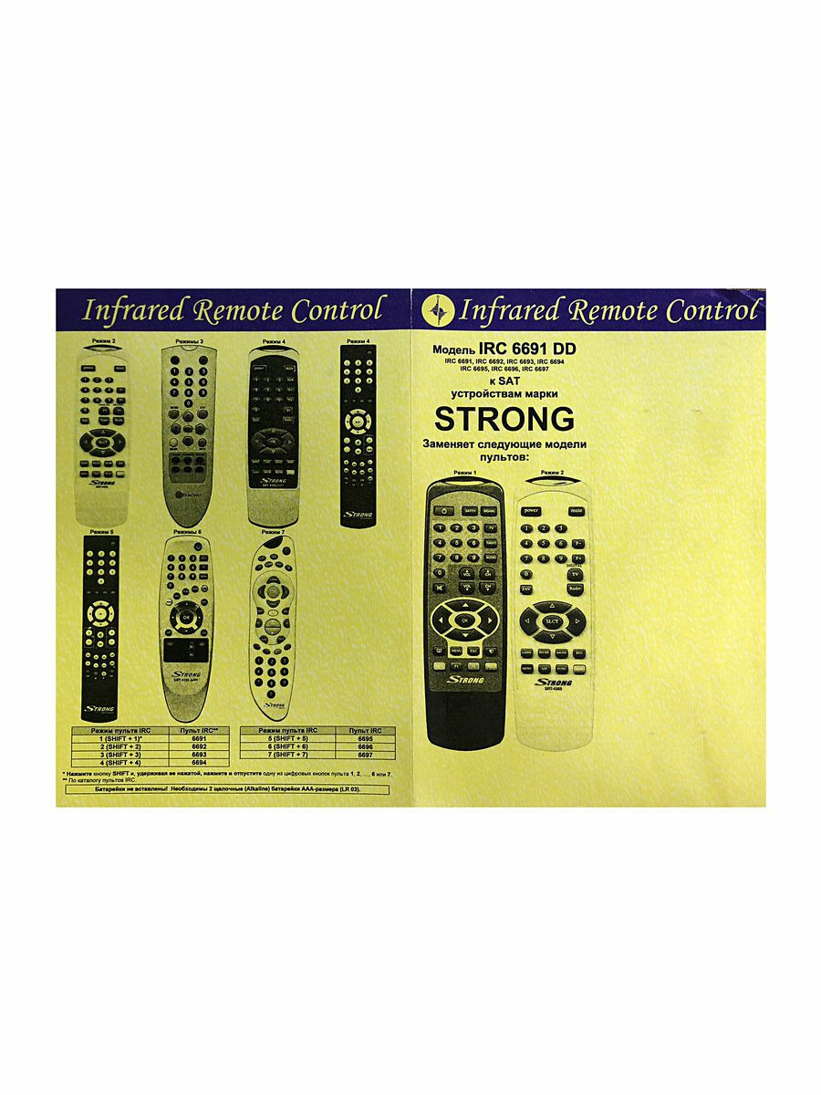 Пульт к IRC6691DD Strong