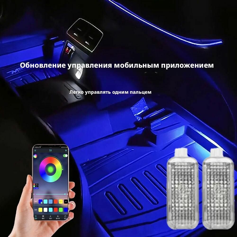 RGB подсветка ног для Audi A6/A6L 2019-2024 — комплект внутренней подсветки с управлением через приложение с памятью
