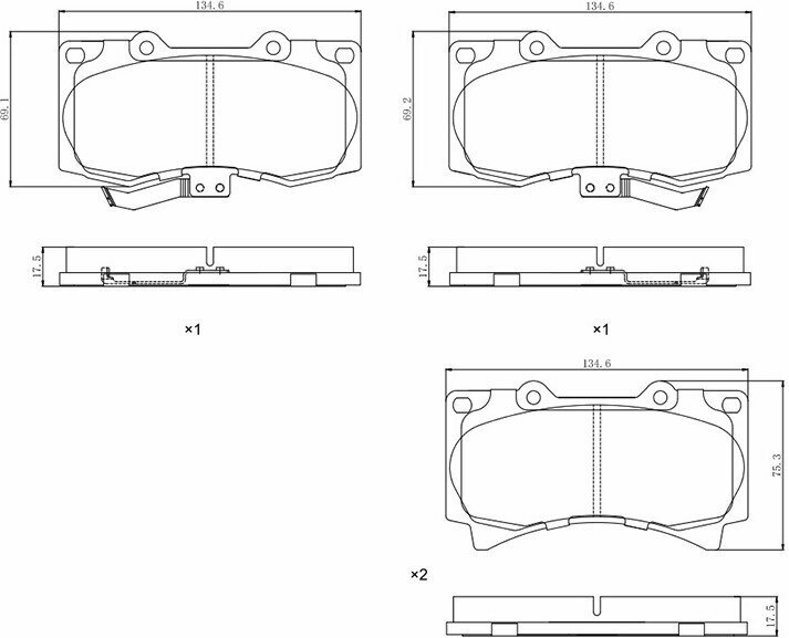 Колодки тормозные SAT ST-28-0044 спереди Hummer H3 05-10