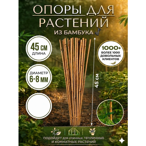 фото Палка-опора бамбуковая для растений "plant! t", 45 см, 20 шт. plantit