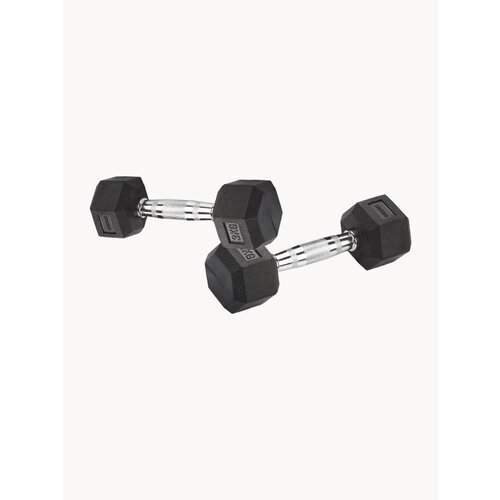 Гантели литые обрезиненные INDIGO, гексагональные, 2шт по 3кг