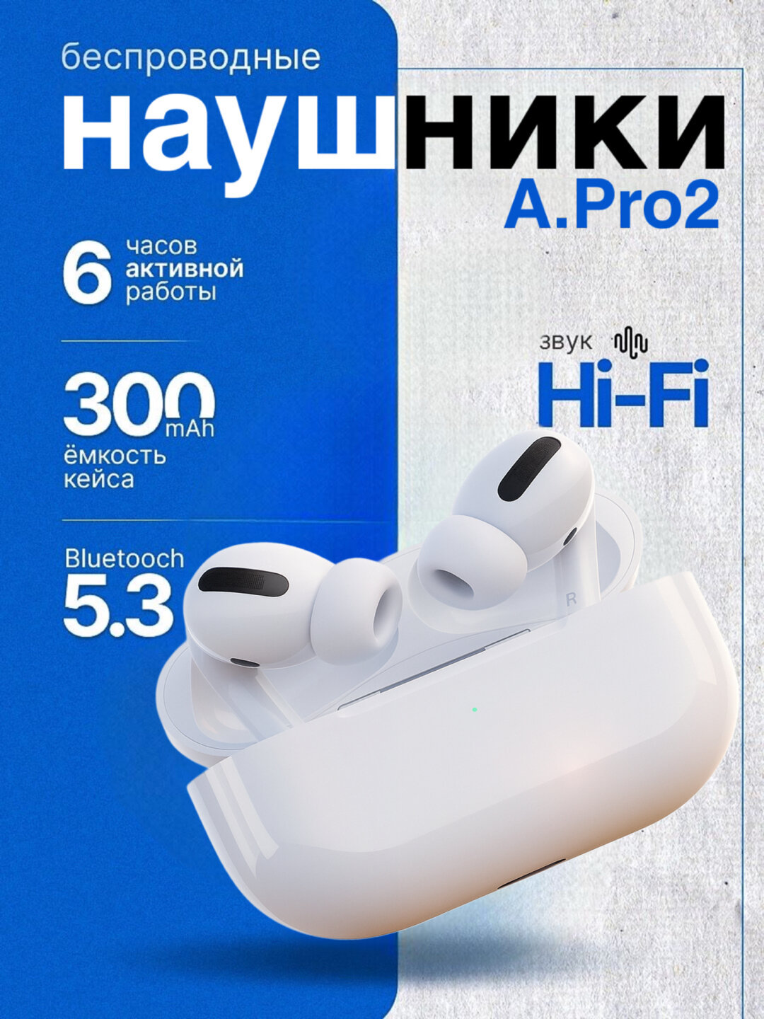 Беспроводные наушники Pods Pro 2 Touch, наушники для iPhone и Android