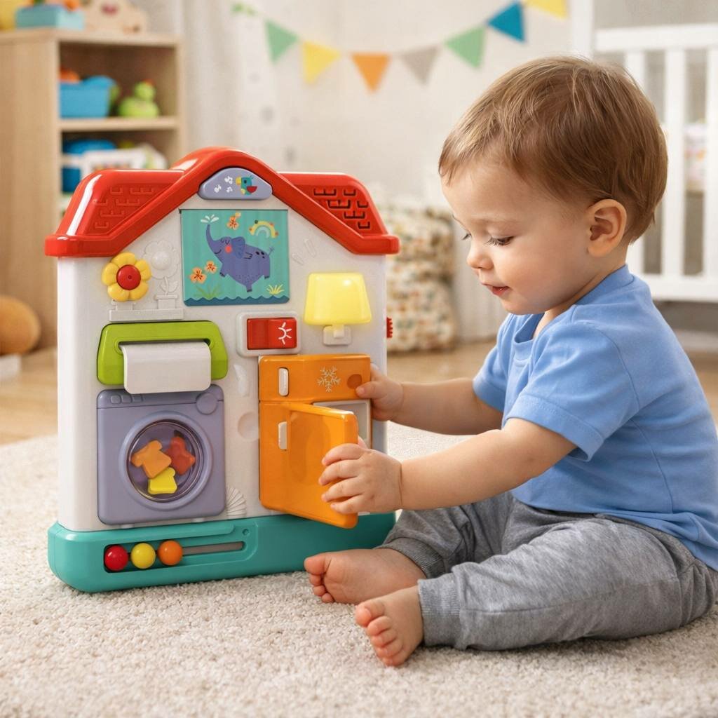 Развивающий сенсорный домик Montessori, для детей от 10 мес, интерактивная игрушка