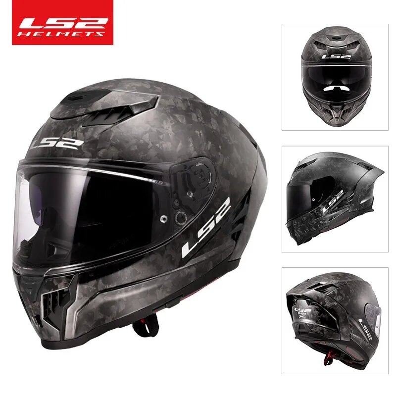 Мотошлем LS2 FF807 12K Matte Black, полнолицевой