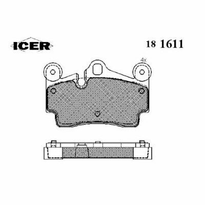 Колодки тормозные задние ICER 181611 Audi Q7 3.0Tdi, 3.6Fsi, 4.2Fsi 06->, Vw Touareg 02->, Porsche Cayenne 02->