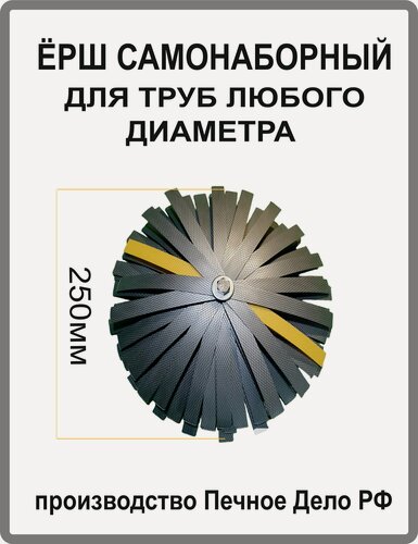 Изображение товара Ерш для прочистки дымохода Печное Дело, разборный, 25 см, 4 ворсовых патча