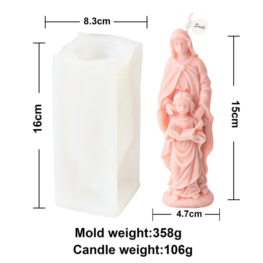 Силиконовая форма для свечей Девы Марии, Розовый, Virgin Mold 6