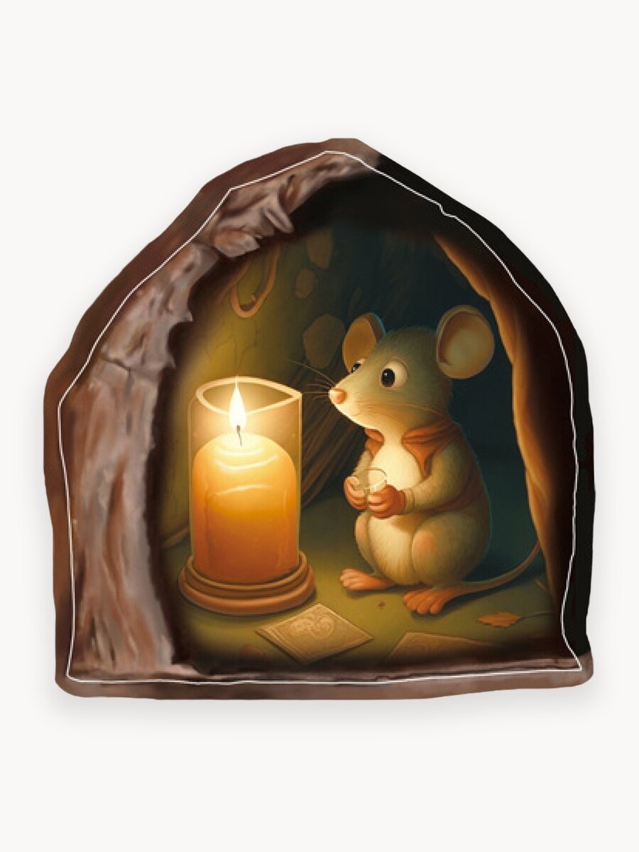 Забавная наклейка для декора интерьера Мышка со свечкой/ Прикольная наклейка на стену / на шкаф / на мебель / на дверь