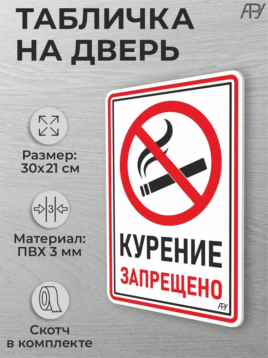 Табличка на дверь помещения Курение запрещено
