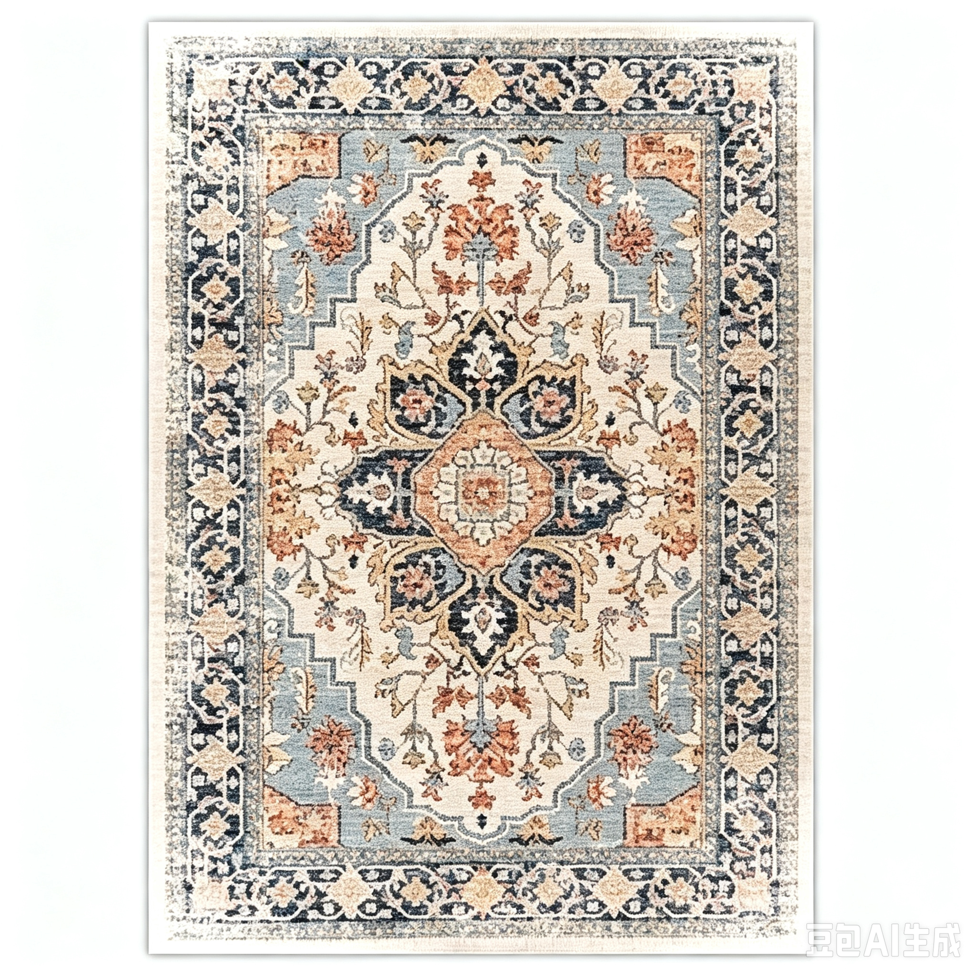 Ковер 80x120 см, безворсовый, полиэстер, ретро-стиль, винтаж, орнамент