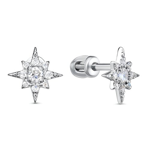 фото Серьги яхонт, серебро, 925 проба, фианит