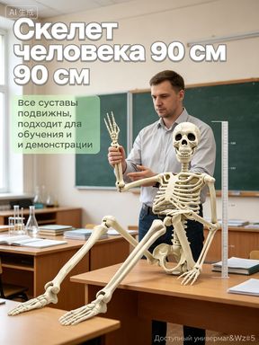 Игрушечный скелет человека с подвижными суставами, для игр и изучения анатомии, праздничное украшение на Хэллоуин , 90 см