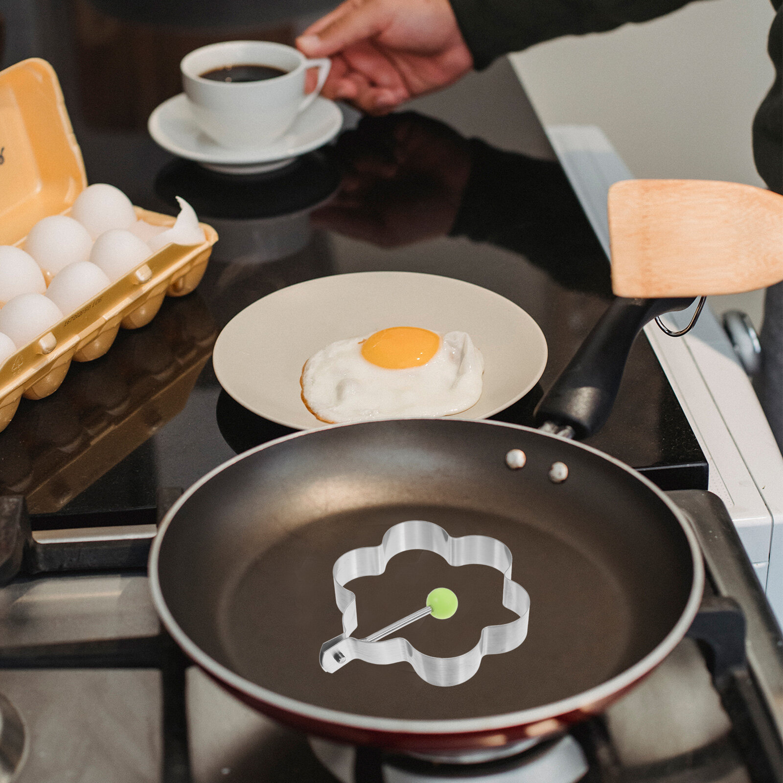 Форма для жарки яиц из нержавеющей стали, 2 шт, с ручкой, для кухни