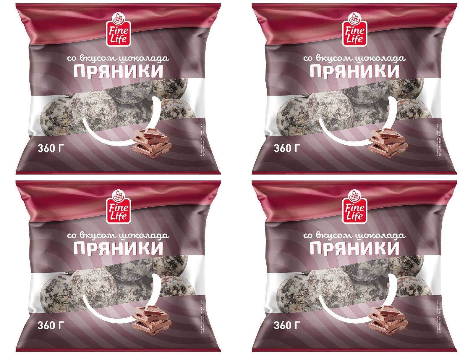Fine Life Пряники шоколадные, 360 г, 4 уп.