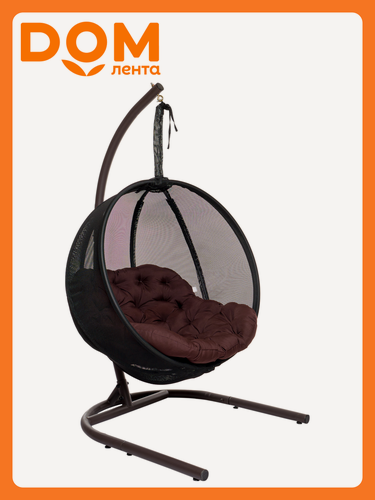 Изображение товара Кресло подвесное GreenGard "Рим", текстиль, металл, черное, коричневое