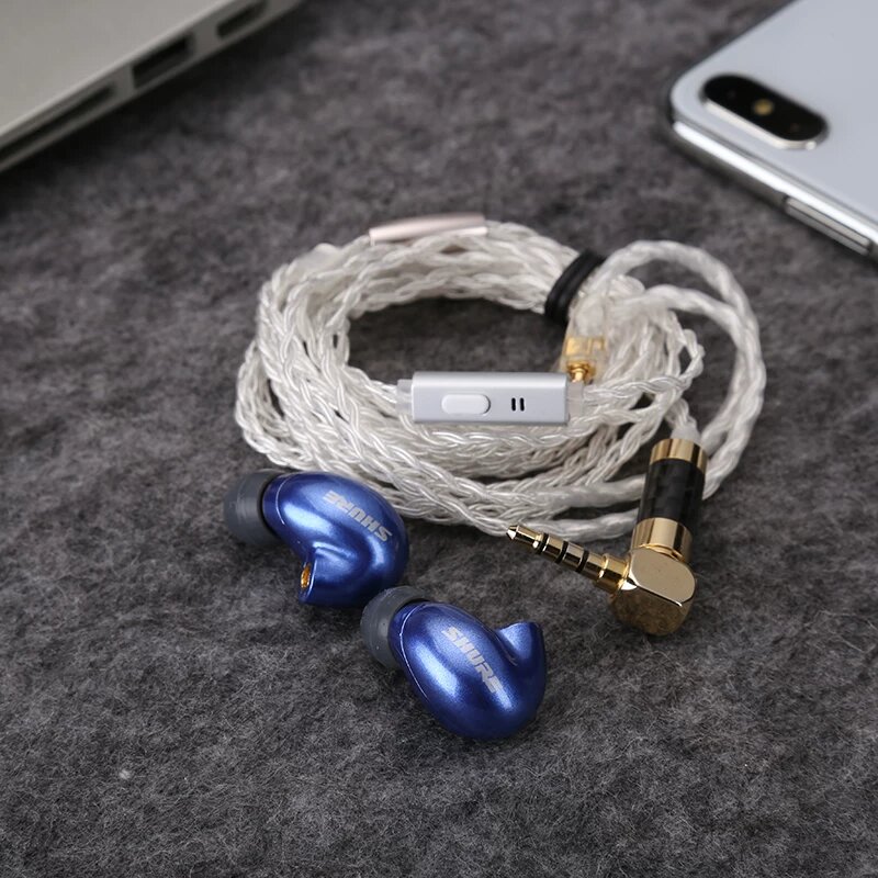 Наушники Shure SE846 Blue Sapphire с кабелем Oyade из серебра и микрофоном без потерь